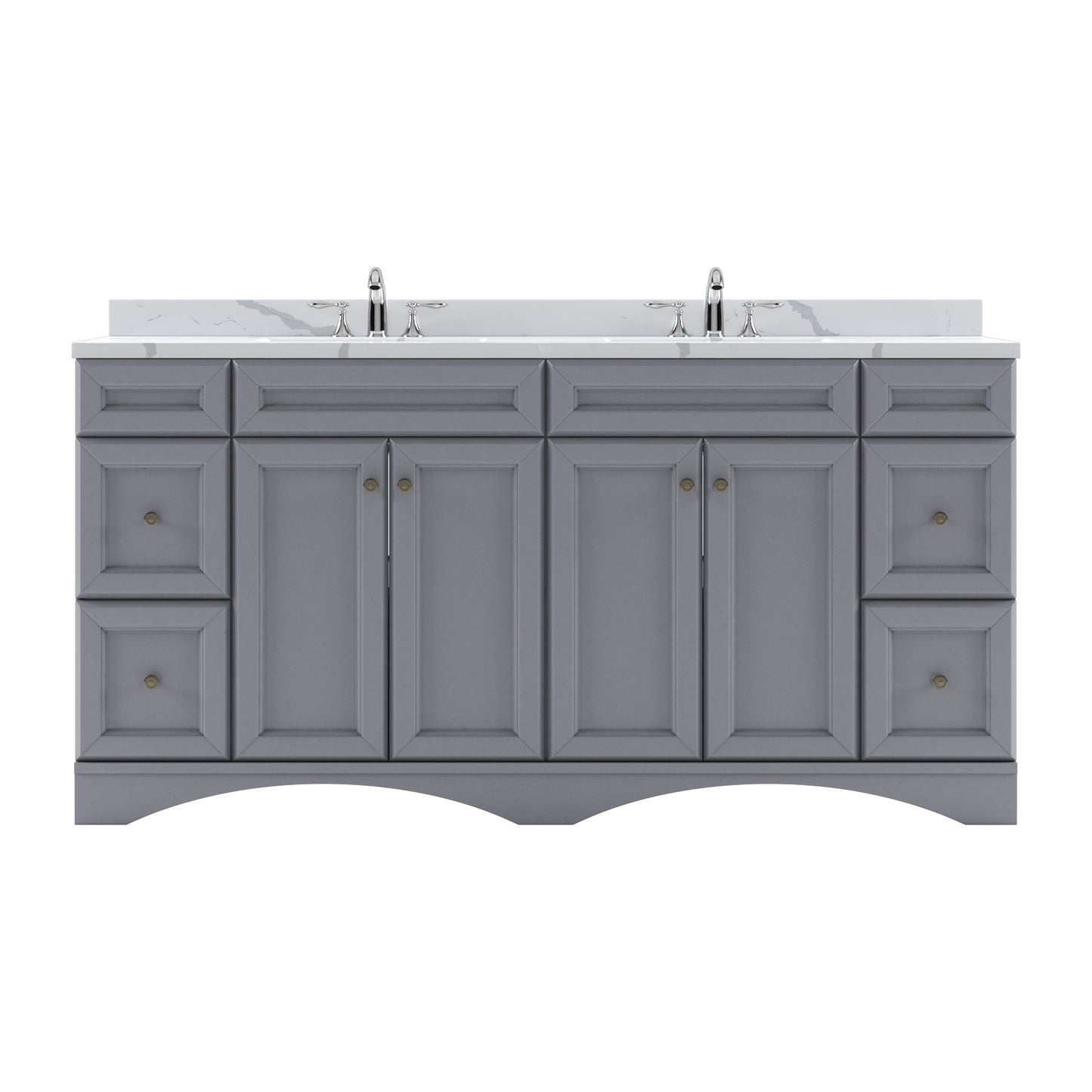 ED-25072-CCRO-GR Gray Talisa 72" Double Bath Vanity Set with Calacatta Quartz Top & Oval Centered Basin