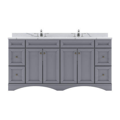 ED-25072-CCRO-GR Gray Talisa 72" Double Bath Vanity Set with Calacatta Quartz Top & Oval Centered Basin