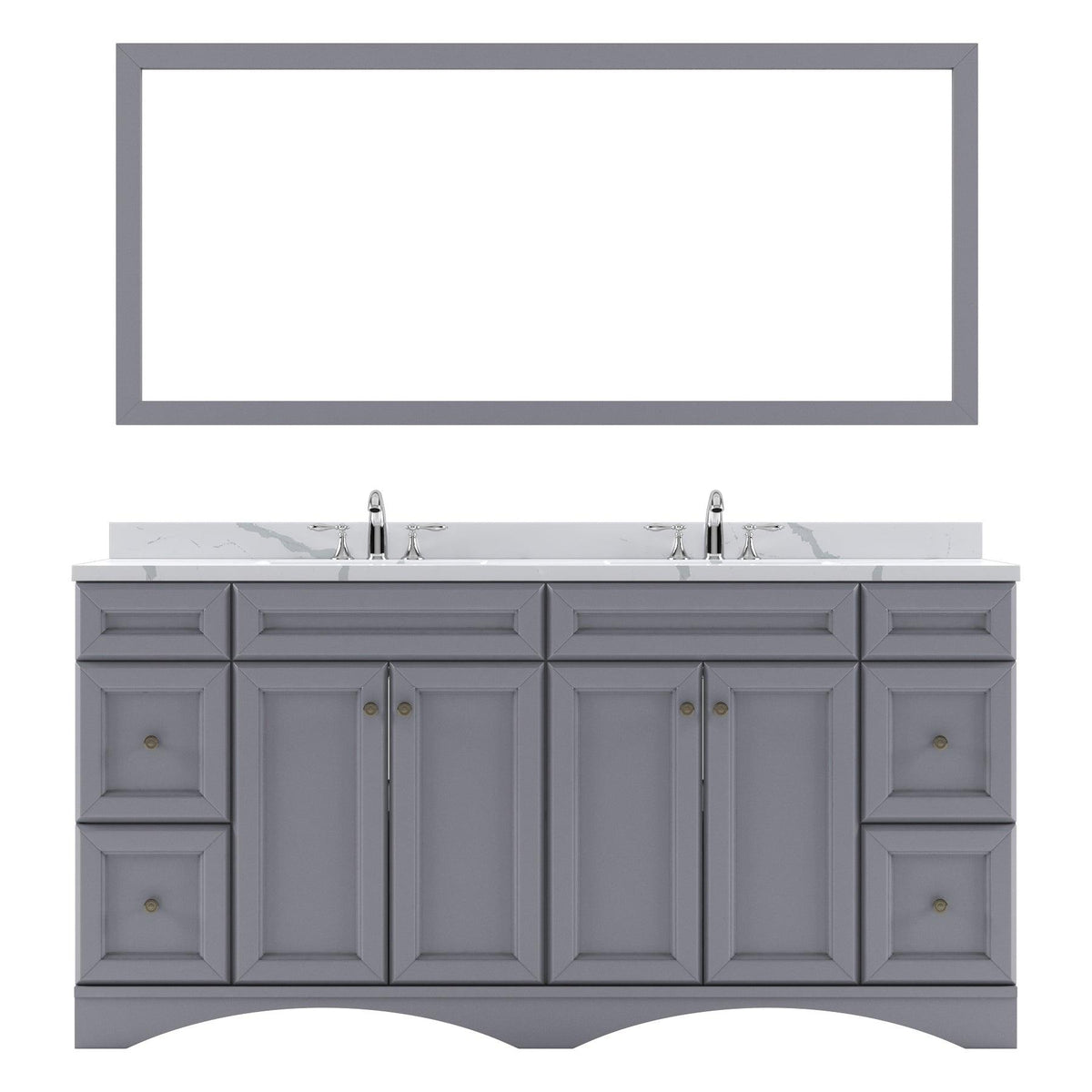 ED-25072-CCRO-GR Gray Talisa 72" Double Bath Vanity Set with Calacatta Quartz Top & Oval Centered Basin, Mirror