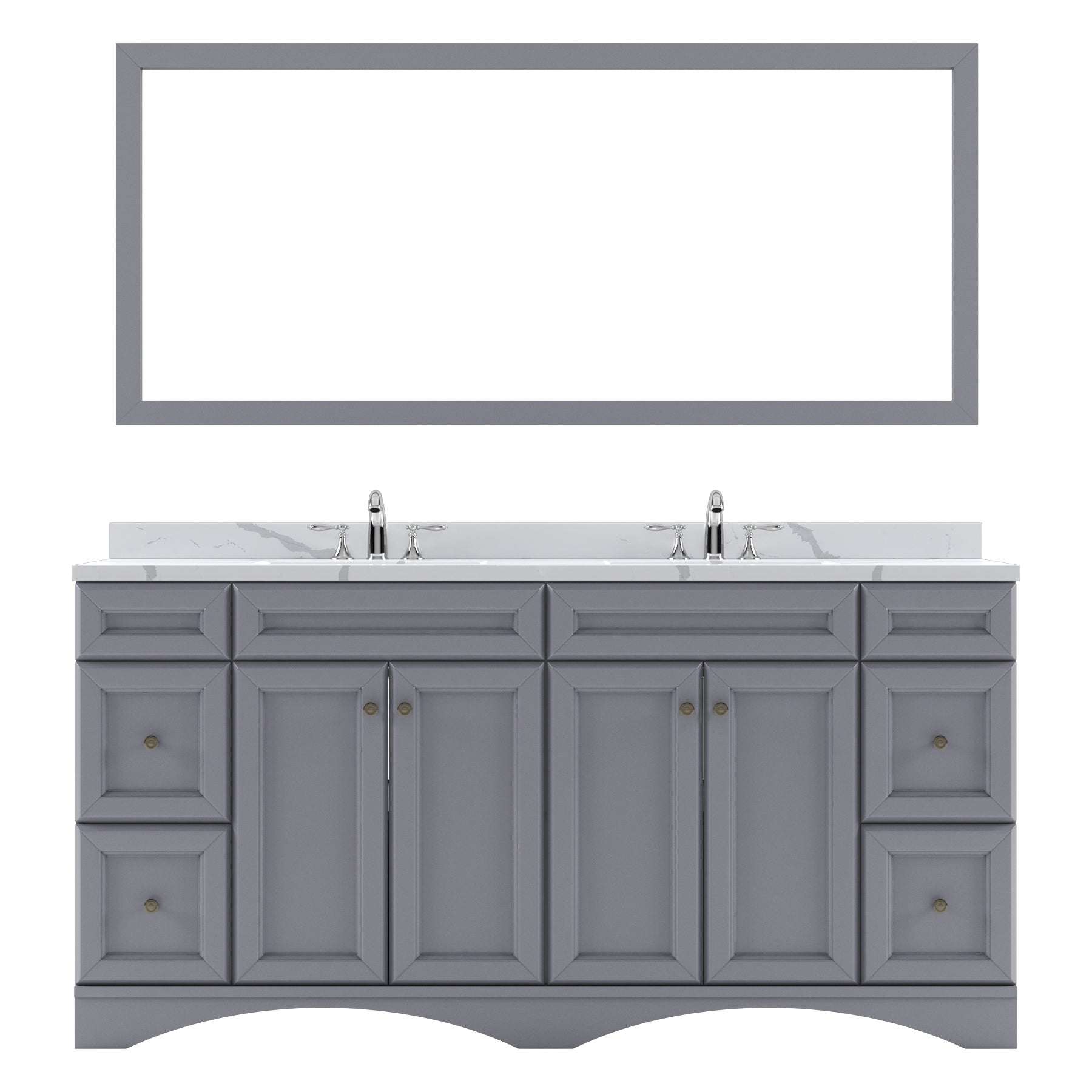 ED-25072-CCRO-GR Gray Talisa 72" Double Bath Vanity Set with Calacatta Quartz Top & Oval Centered Basin, Mirror