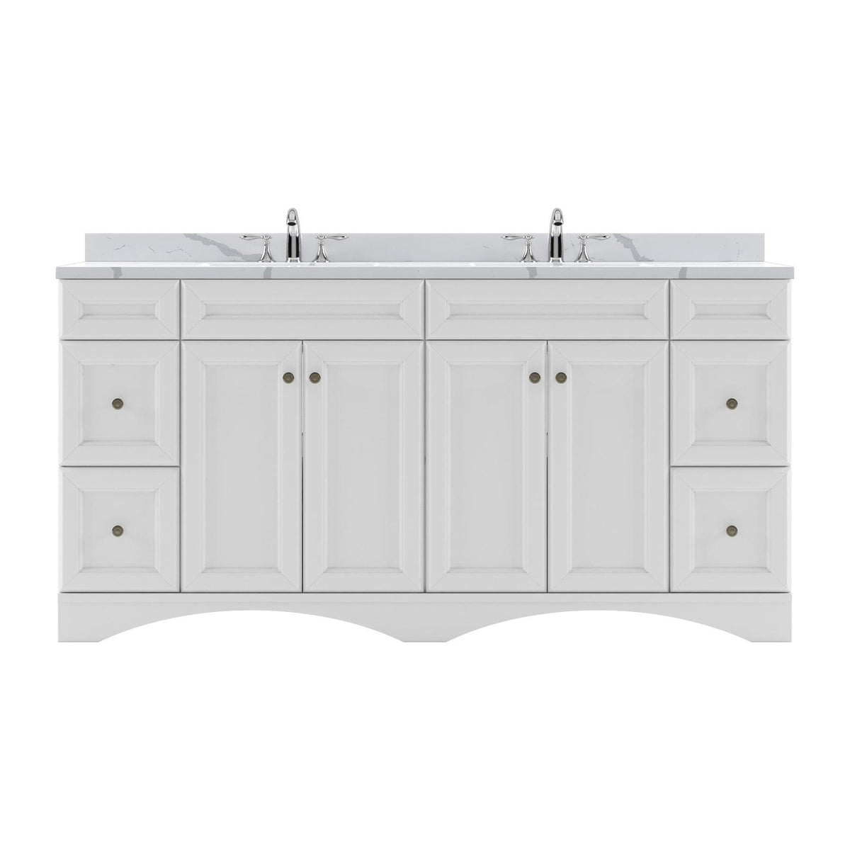 ED-25072-CCRO-WH White Talisa 72" Double Bath Vanity Set with Calacatta Quartz Top & Oval Centered Basin