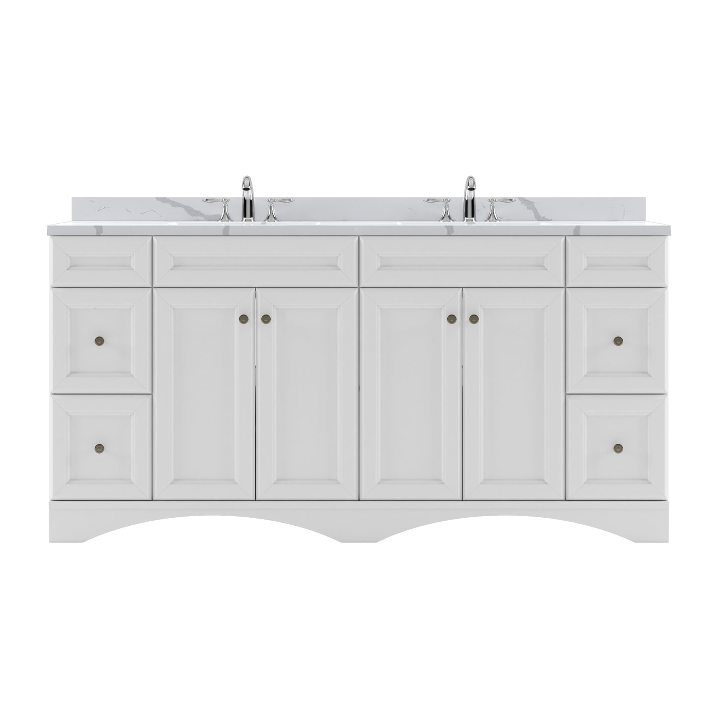 ED-25072-CCRO-WH White Talisa 72" Double Bath Vanity Set with Calacatta Quartz Top & Oval Centered Basin