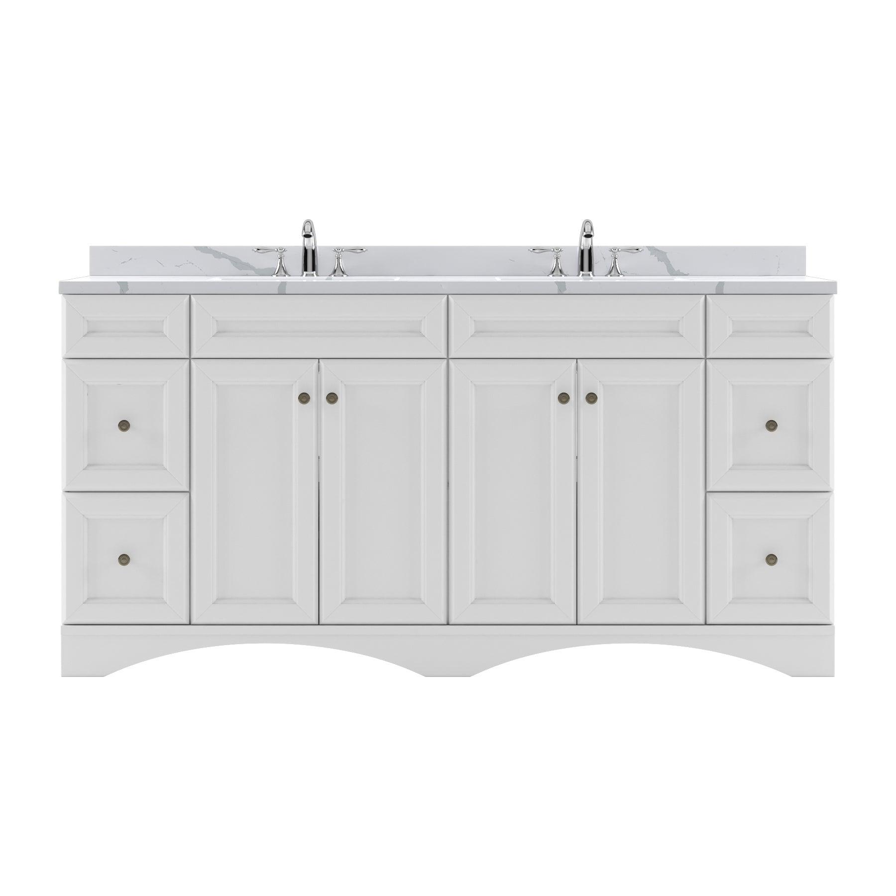 ED-25072-CCRO-WH White Talisa 72" Double Bath Vanity Set with Calacatta Quartz Top & Oval Centered Basin
