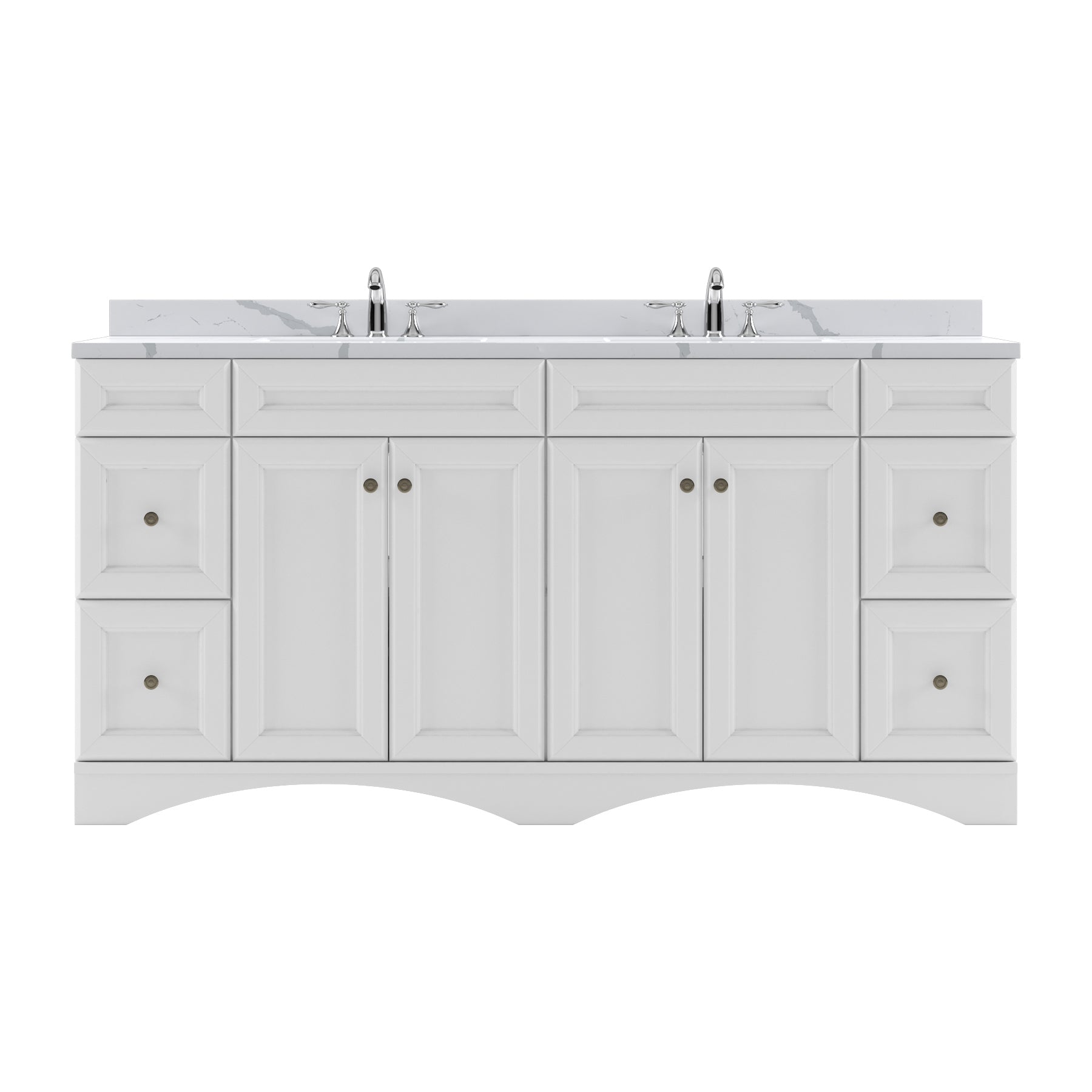 ED-25072-CCRO-WH White Talisa 72" Double Bath Vanity Set with Calacatta Quartz Top & Oval Centered Basin