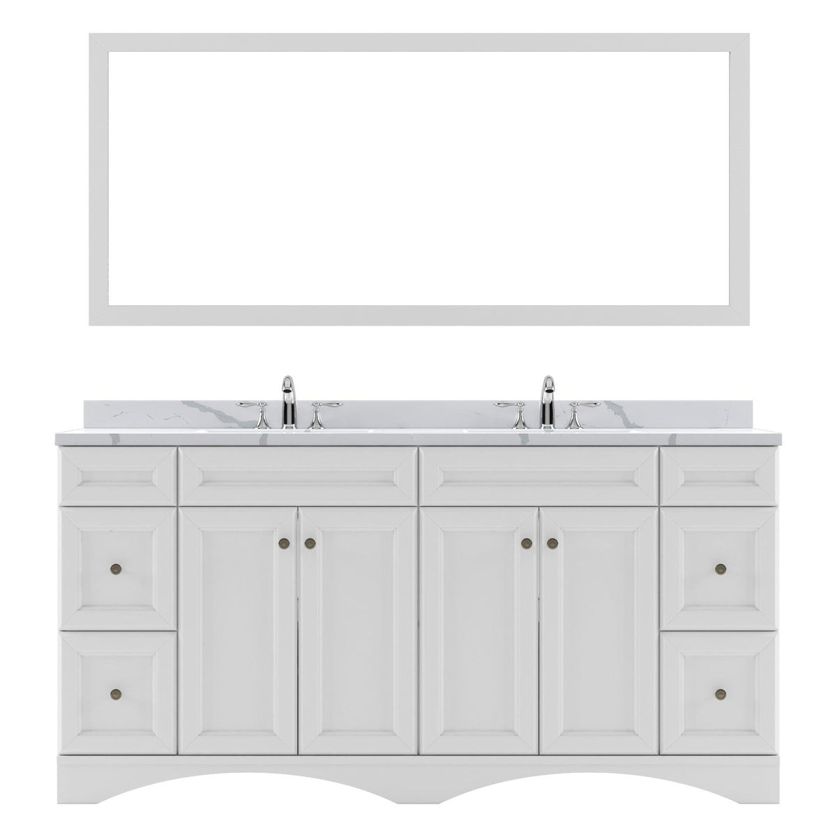 ED-25072-CCRO-WH White Talisa 72" Double Bath Vanity Set with Calacatta Quartz Top & Oval Centered Basin, Mirror