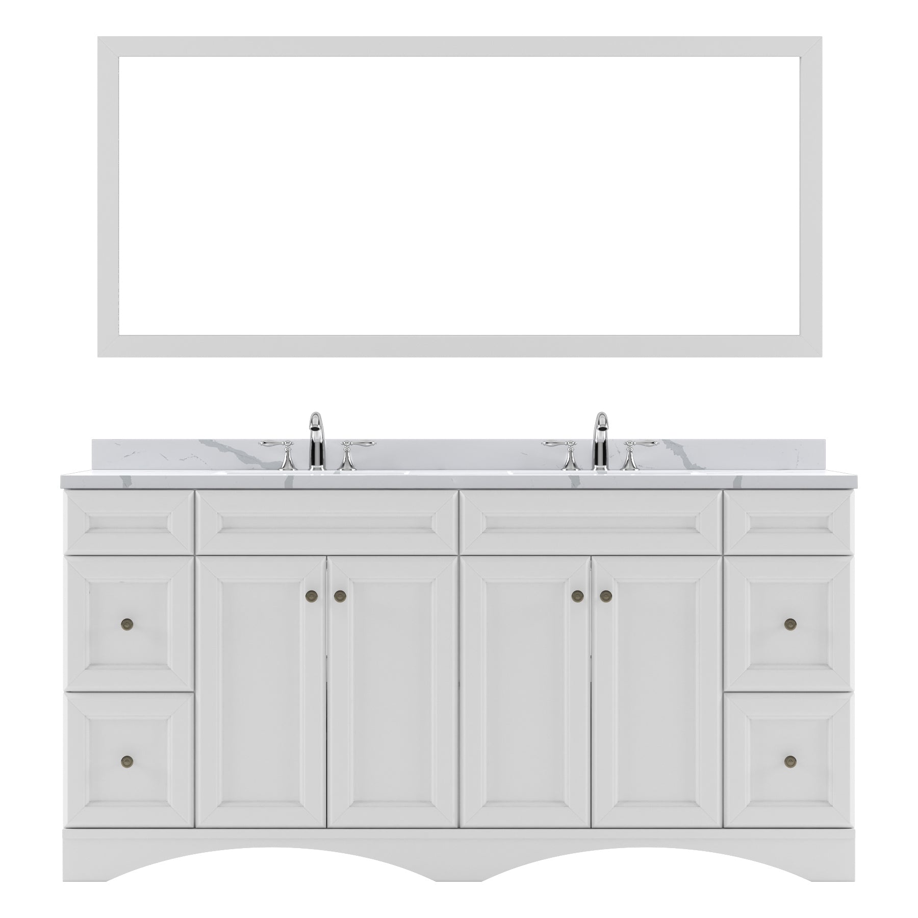 ED-25072-CCRO-WH White Talisa 72" Double Bath Vanity Set with Calacatta Quartz Top & Oval Centered Basin, Mirror