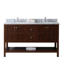 Load image into Gallery viewer, Winterfell 60&quot; Double Bath Vanity Set with Italian Carrara White Marble Top &amp; Oval Double Centered Basin ED-30060-WMRO Cherry