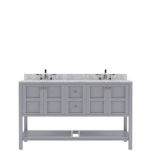 Load image into Gallery viewer, Winterfell 60&quot; Double Bath Vanity Set with Italian Carrara White Marble Top &amp; Oval Double Centered Basin ED-30060-WMRO Gray front WBG