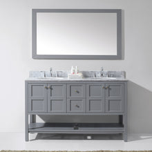 Load image into Gallery viewer, Winterfell 60&quot; Double Bath Vanity Set with Italian Carrara White Marble Top &amp; Oval Double Centered Basin ED-30060-WMRO Gray front Mirror