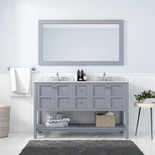 Load image into Gallery viewer, Winterfell 60&quot; Double Bath Vanity Set with Italian Carrara White Marble Top &amp; Oval Double Centered Basin ED-30060-WMRO Gray front 1
