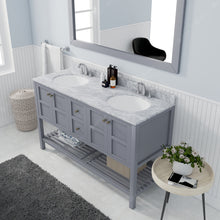 Load image into Gallery viewer, Winterfell 60&quot; Double Bath Vanity Set with Italian Carrara White Marble Top &amp; Oval Double Centered Basin ED-30060-WMRO Gray side