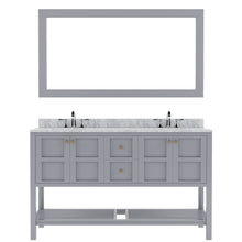 Load image into Gallery viewer, Winterfell 60&quot; Double Bath Vanity Set with Italian Carrara White Marble Top &amp; Oval Double Centered Basin ED-30060-WMRO Gray front