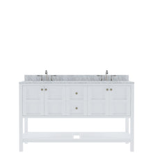 Load image into Gallery viewer, Winterfell 60&quot; Double Bath Vanity Set with Italian Carrara White Marble Top &amp; Oval Double Centered Basin ED-30060-WMRO White front WBG2