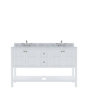 Winterfell 60" Double Bath Vanity Set with Italian Carrara White Marble Top & Oval Double Centered Basin ED-30060-WMRO White front WBG2