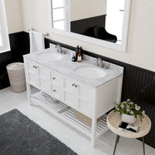 Load image into Gallery viewer, Winterfell 60&quot; Double Bath Vanity Set with Italian Carrara White Marble Top &amp; Oval Double Centered Basin ED-30060-WMRO White front WBG up side
