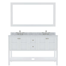 Load image into Gallery viewer, Winterfell 60&quot; Double Bath Vanity Set with Italian Carrara White Marble Top &amp; Oval Double Centered Basin ED-30060-WMRO White front WBG