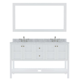 Winterfell 60" Double Bath Vanity Set with Italian Carrara White Marble Top & Oval Double Centered Basin ED-30060-WMRO White front WBG
