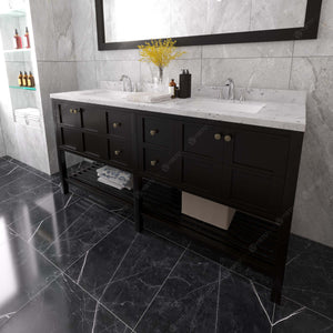 Virtu Winterfell 72" Double Bath Vanity Set with Cultured Marble Quartz Top & Rectangular Centered Basin Mirror Espresso side