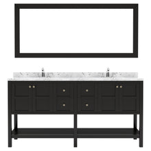 Load image into Gallery viewer, Virtu Winterfell 72&quot; Double Bath Vanity Set with Cultured Marble Quartz Top &amp; Rectangular Centered Basin Mirror Espresso