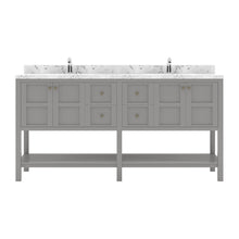 Load image into Gallery viewer, Virtu Winterfell 72&quot; Double Bath Vanity Set with Cultured Marble Quartz Top &amp; Rectangular Centered Basin  Gray