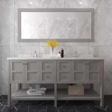 Load image into Gallery viewer, Virtu Winterfell 72&quot; Double Bath Vanity Set with Cultured Marble Quartz Top &amp; Rectangular Centered Basin Mirror Gray 1