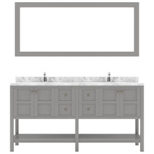 Load image into Gallery viewer, Virtu Winterfell 72&quot; Double Bath Vanity Set with Cultured Marble Quartz Top &amp; Rectangular Centered Basin Mirror Gray