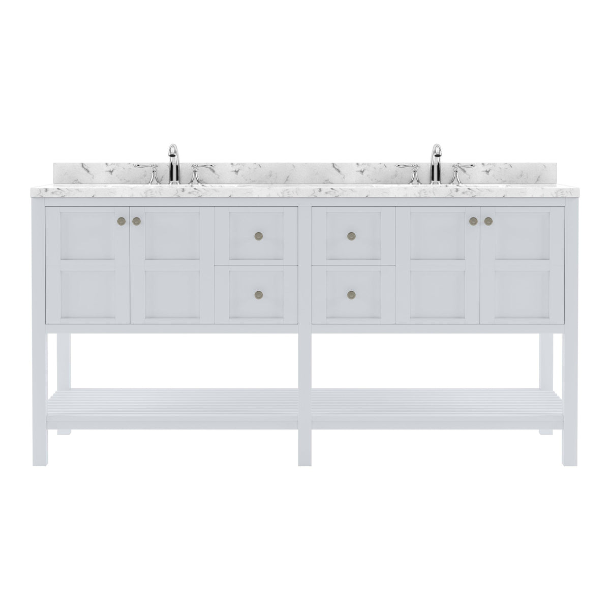 Virtu Winterfell 72" Double Bath Vanity Set with Cultured Marble Quartz Top & Rectangular Centered Basin  White