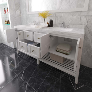 Virtu Winterfell 72" Double Bath Vanity Set with Cultured Marble Quartz Top & Rectangular Centered Basin Mirror White open