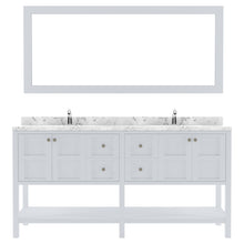 Load image into Gallery viewer, Virtu Winterfell 72&quot; Double Bath Vanity Set with Cultured Marble Quartz Top &amp; Rectangular Centered Basin Mirror White