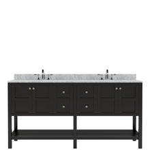 Load image into Gallery viewer, Winterfell 72&quot; Double Bath Vanity Set with Italian Carrara White Marble Top &amp; Oval Double Centered Basin Espresso2