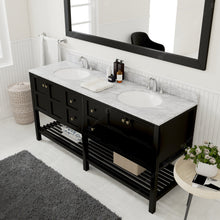 Load image into Gallery viewer, Winterfell 72&quot; Double Bath Vanity Set with Italian Carrara White Marble Top &amp; Oval Double Centered Basin Espresso side