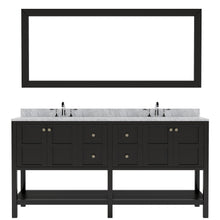 Load image into Gallery viewer, Winterfell 72&quot; Double Bath Vanity Set with Italian Carrara White Marble Top &amp; Oval Double Centered Basin Espresso