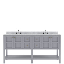 Load image into Gallery viewer, Winterfell 72&quot; Double Bath Vanity Set with Italian Carrara White Marble Top &amp; Oval Double Centered Basin Gray