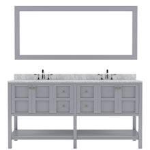 Load image into Gallery viewer, Winterfell 72&quot; Double Bath Vanity Set with Italian Carrara White Marble Top &amp; Oval Double Centered Basin Mirror Gray