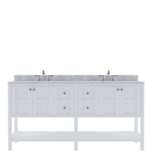 Load image into Gallery viewer, Winterfell 72&quot; Double Bath Vanity Set with Italian Carrara White Marble Top &amp; Oval Double Centered Basin White