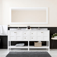 Load image into Gallery viewer, Winterfell 72&quot; Double Bath Vanity Set with Italian Carrara White Marble Top &amp; Oval Double Centered Basin Mirror White 1