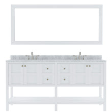 Load image into Gallery viewer, Winterfell 72&quot; Double Bath Vanity Set with Italian Carrara White Marble Top &amp; Oval Double Centered Basin Mirror White