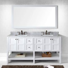 Load image into Gallery viewer, Winterfell 72&quot; Double Bath Vanity Set with Italian Carrara White Marble Top &amp; Rectangular Double Centered Basin, Mirror  White front