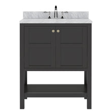 Load image into Gallery viewer, Winterfell 30&quot; Single Bath Vanity Set with Italian Carrara White Marble Top &amp; Oval Centered Basin Espresso 