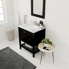 Load image into Gallery viewer, Winterfell 30&quot; Single Bath Vanity Set with Italian Carrara White Marble Top &amp; Oval Centered Basin Mirror Espresso up