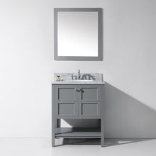 Load image into Gallery viewer, Winterfell 30&quot; Single Bath Vanity Set with Italian Carrara White Marble Top &amp; Oval Centered Basin Mirror Gray Mirror