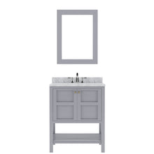 Load image into Gallery viewer, Winterfell 30&quot; Single Bath Vanity Set with Italian Carrara White Marble Top &amp; Oval Centered Basin Mirror Gray