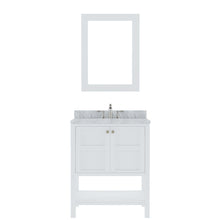 Load image into Gallery viewer, Winterfell 30&quot; Single Bath Vanity Set with Italian Carrara White Marble Top &amp; Oval Centered Basin Mirror White 
