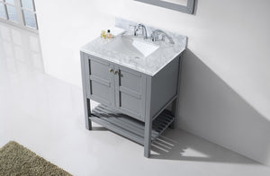 ES-30030-WMSQ-GR Gray Winterfell 30" Single Bath Vanity Set with Italian Carrara White Marble Top & Rectangular Centered Basin