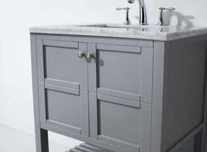 ES-30030-WMSQ-GR Gray Winterfell 30" Single Bath Vanity Set with Italian Carrara White Marble Top & Rectangular Centered Basin