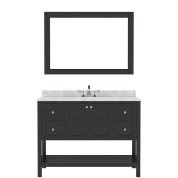 ES-30048-WMSQ-ES Espresso Winterfell 48" Single Bath Vanity Set with Italian Carrara White Marble Top & Rectangular Centered Basin, Mirror
