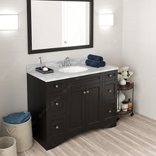 Load image into Gallery viewer, ES-32048-WMRO-ES Espresso Elise 48&quot; Single Bath Vanity Set with Italian Carrara White Marble Top &amp; Oval Centered Basin, Mirror side