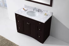 Load image into Gallery viewer, ES-32048-WMRO-ES Espresso Elise 48&quot; Single Bath Vanity Set with Italian Carrara White Marble Top &amp; Oval Centered Basin, Mirror up