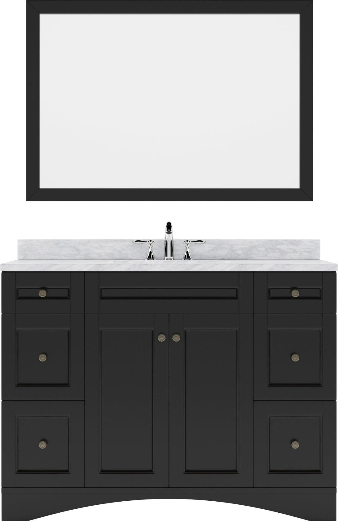 ES-32048-WMRO-ES Espresso Elise 48" Single Bath Vanity Set with Italian Carrara White Marble Top & Oval Centered Basin, Mirror