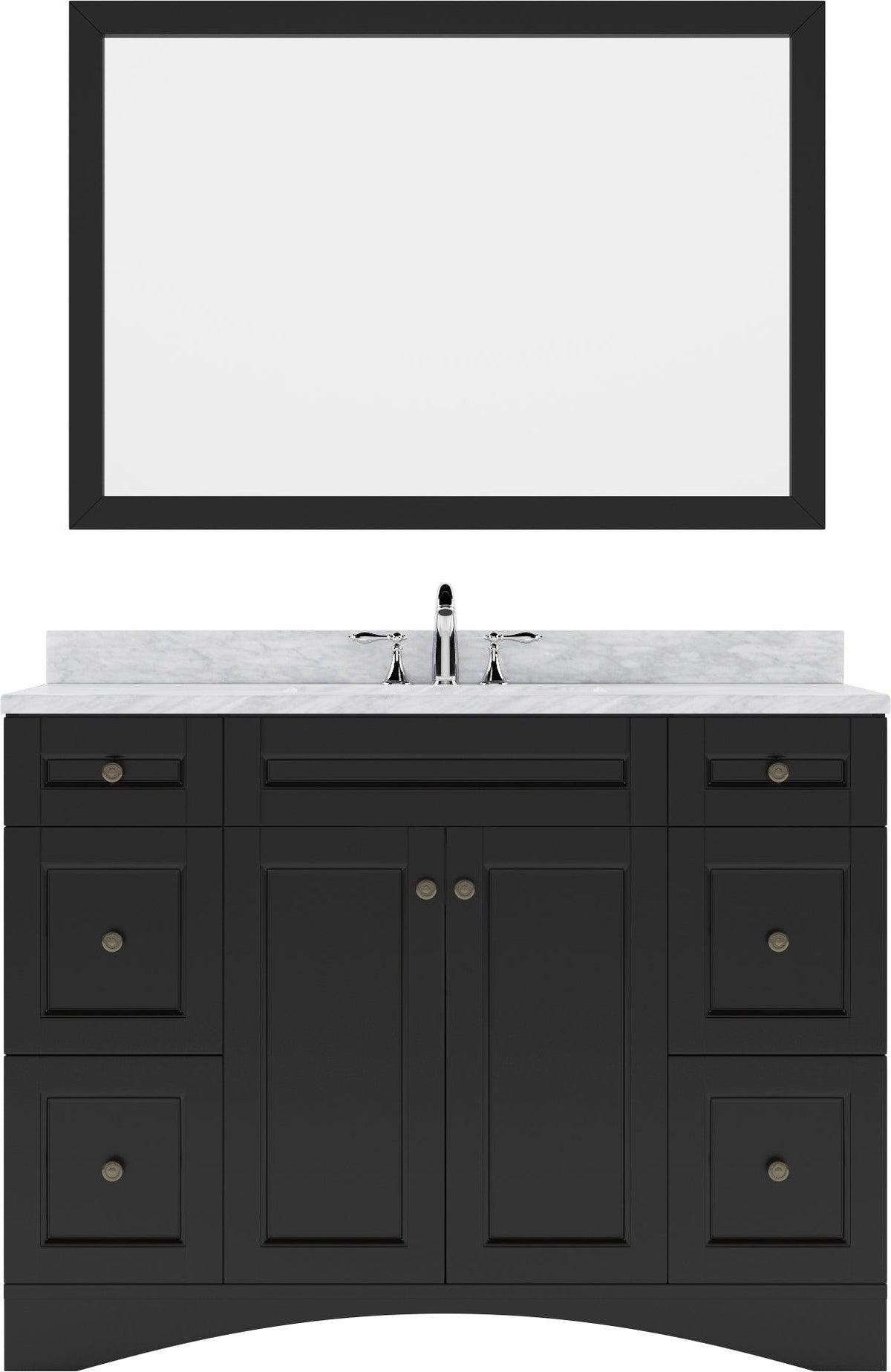 ES-32048-WMRO-ES Espresso Elise 48" Single Bath Vanity Set with Italian Carrara White Marble Top & Oval Centered Basin, Mirror